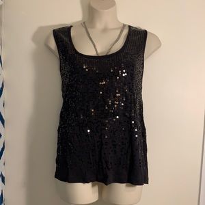 Black sequined tank top